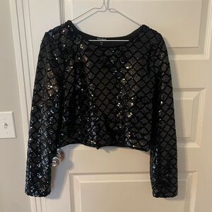 Express black mermaid sequin top in size large with zipper in the back
